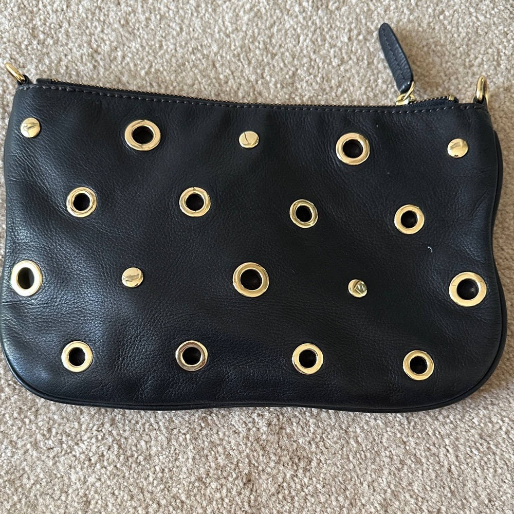 J. Crew Black Clutch with Gold Accents